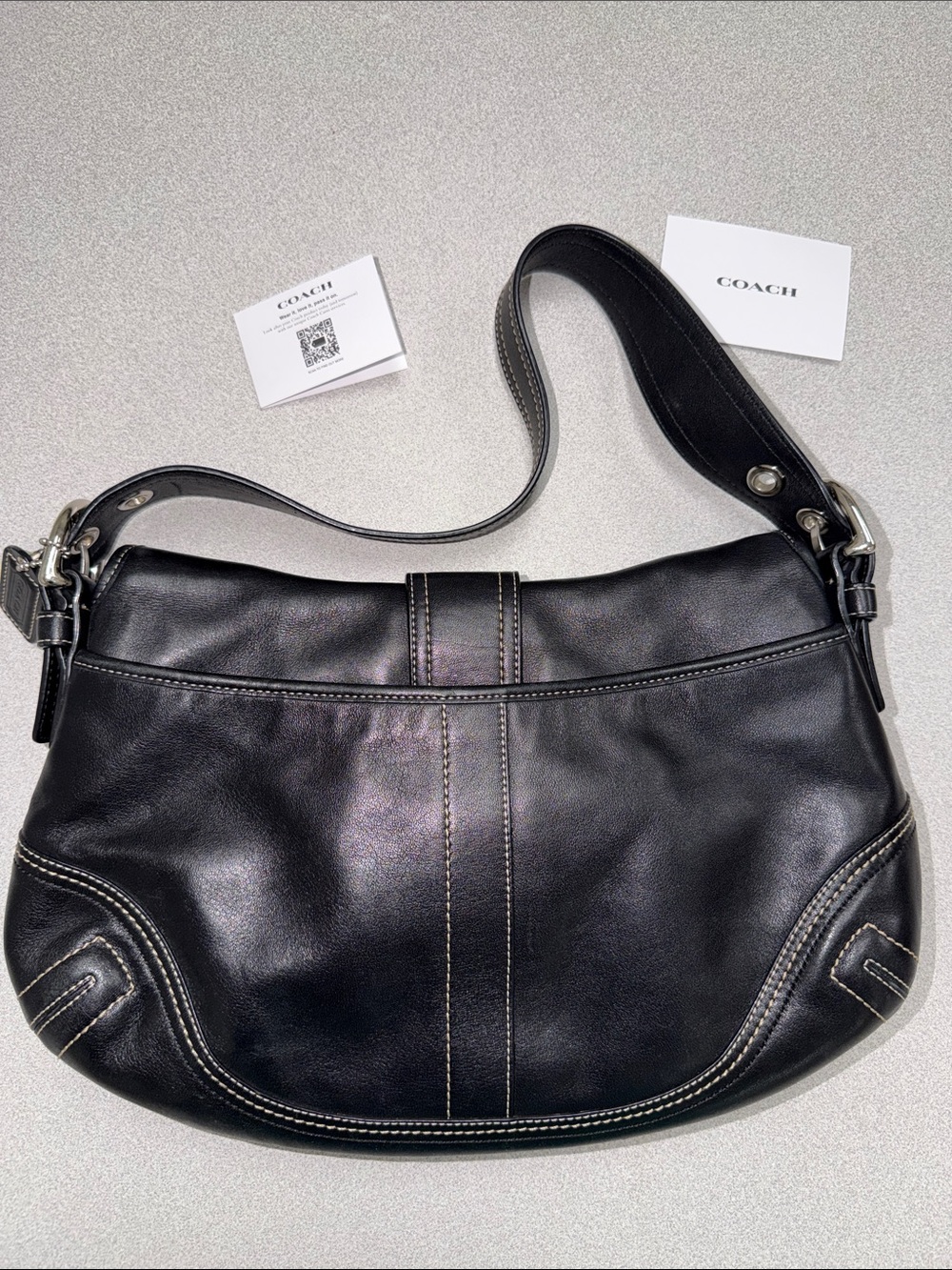 Coach Soho black leather flap shoulder bag - Picture 3 of 8